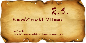Radvánszki Vilmos névjegykártya