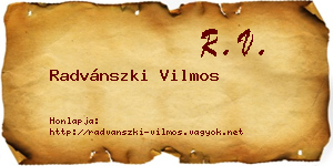Radvánszki Vilmos névjegykártya